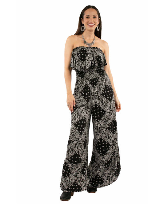 Women's Bandana Print Jumpsuit by Scully from Skip’s Western Outfitters | SCU-HC744-BLK-XS-BLACK
