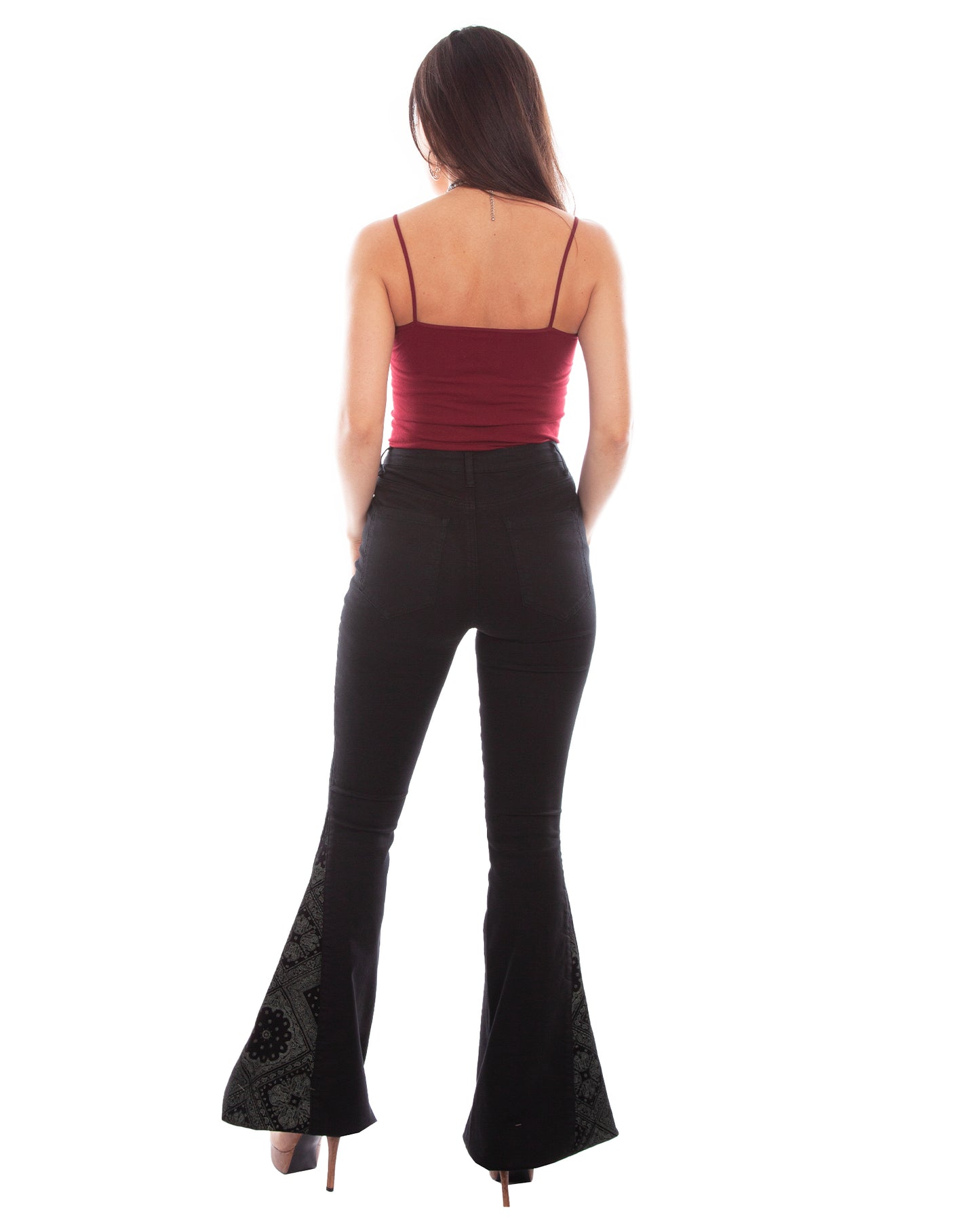 Women's Bandana Print Bell Bottom Jeans