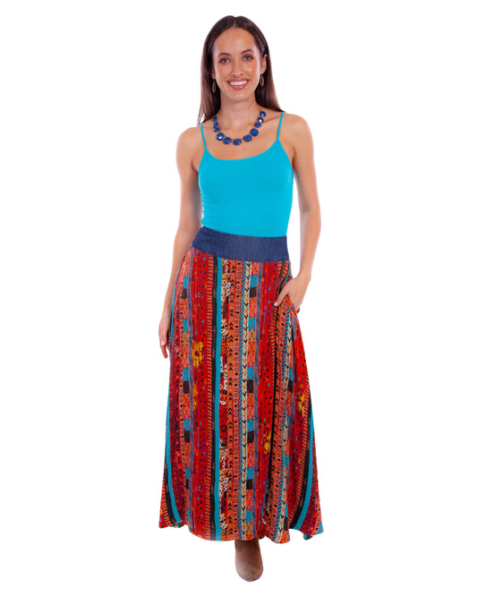Women's Southwest Patchwork Skirt by Scully from Skip’s Western Outfitters | SCU-HC874-SFE-S-SANTAFE