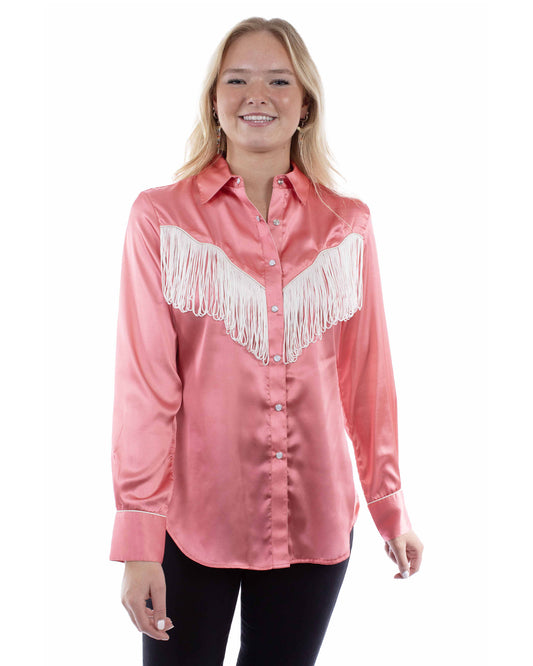 Women's Retro Fringe Western Shirt by Scully from Skip’s Western Outfitters | SCU-HC922-PIN-XS-PINK