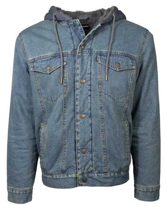 Men's Fleece Lined Denim Jacket by Hooey from Skip’s Western Outfitters | HOO-HJ097DE-S-BLUE