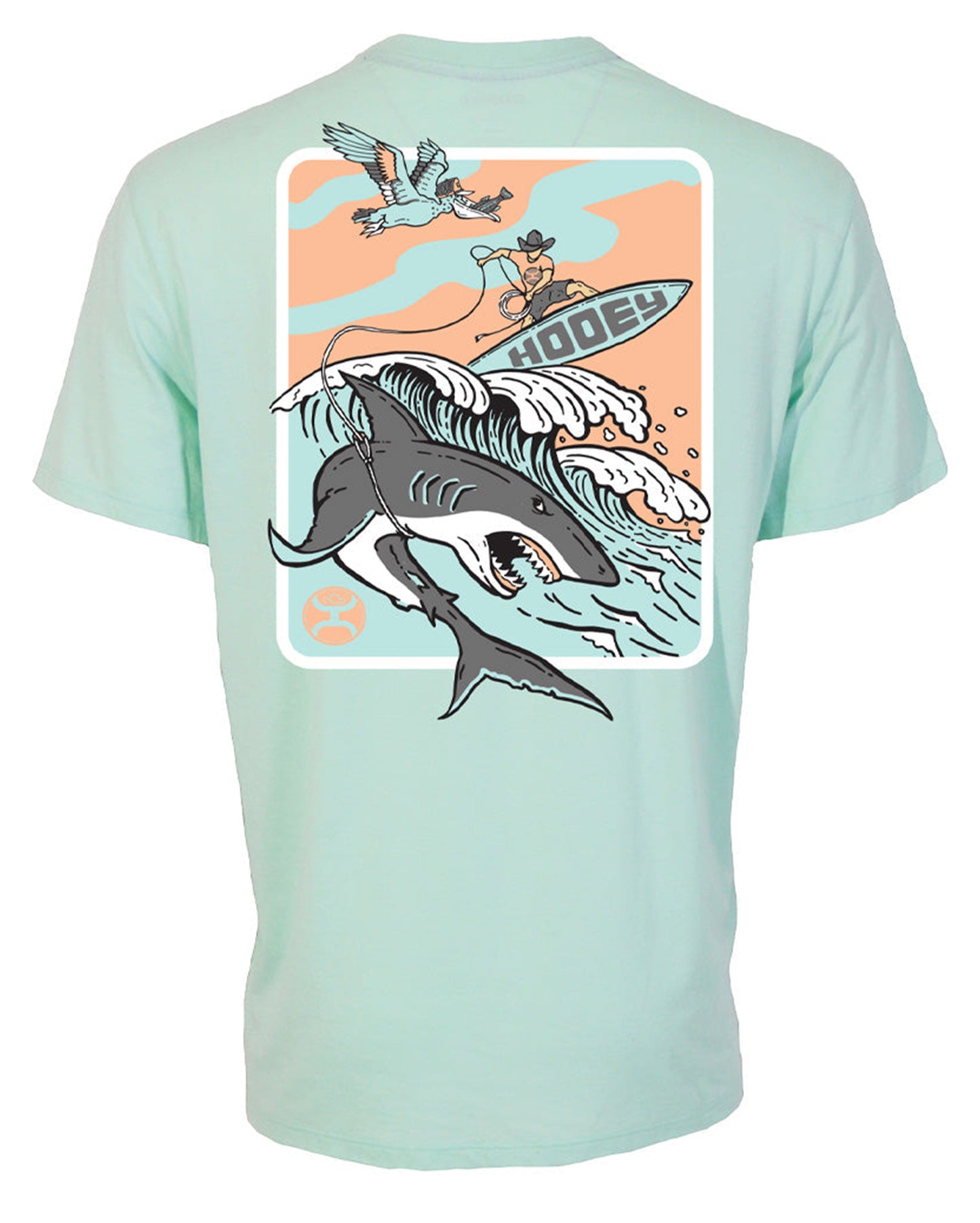 Youth Cowboy Surf T-Shirt - Ht2676Aq-Y by Hooey from Skip’s Western Outfitters | HOO-HT2676AQ-Y-XS-AQUA-BLUE