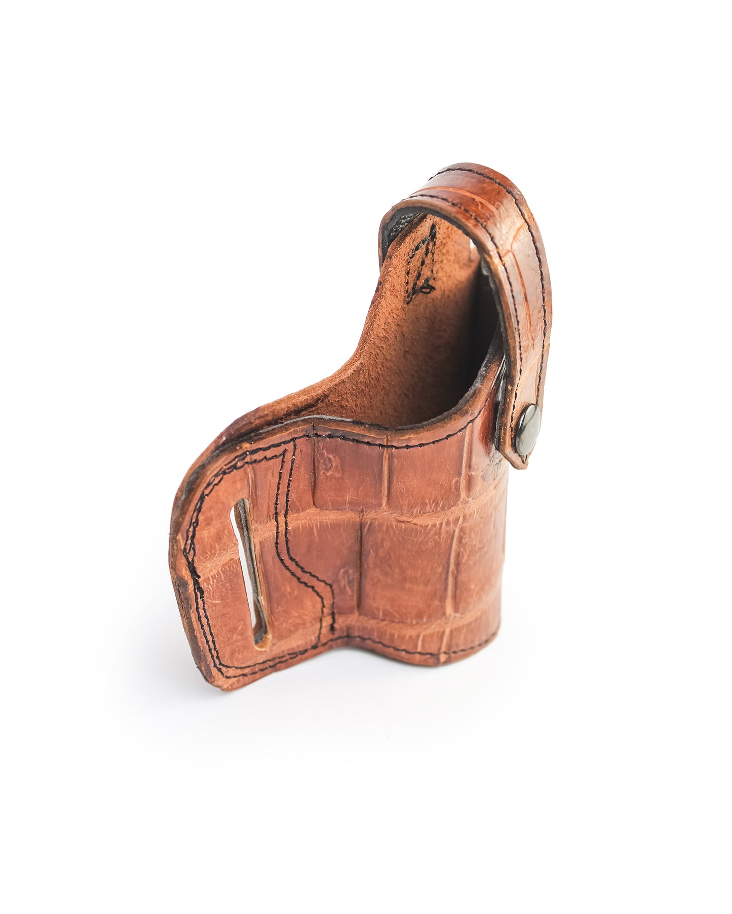 Alligator Outside Gun Holster - Cognac
