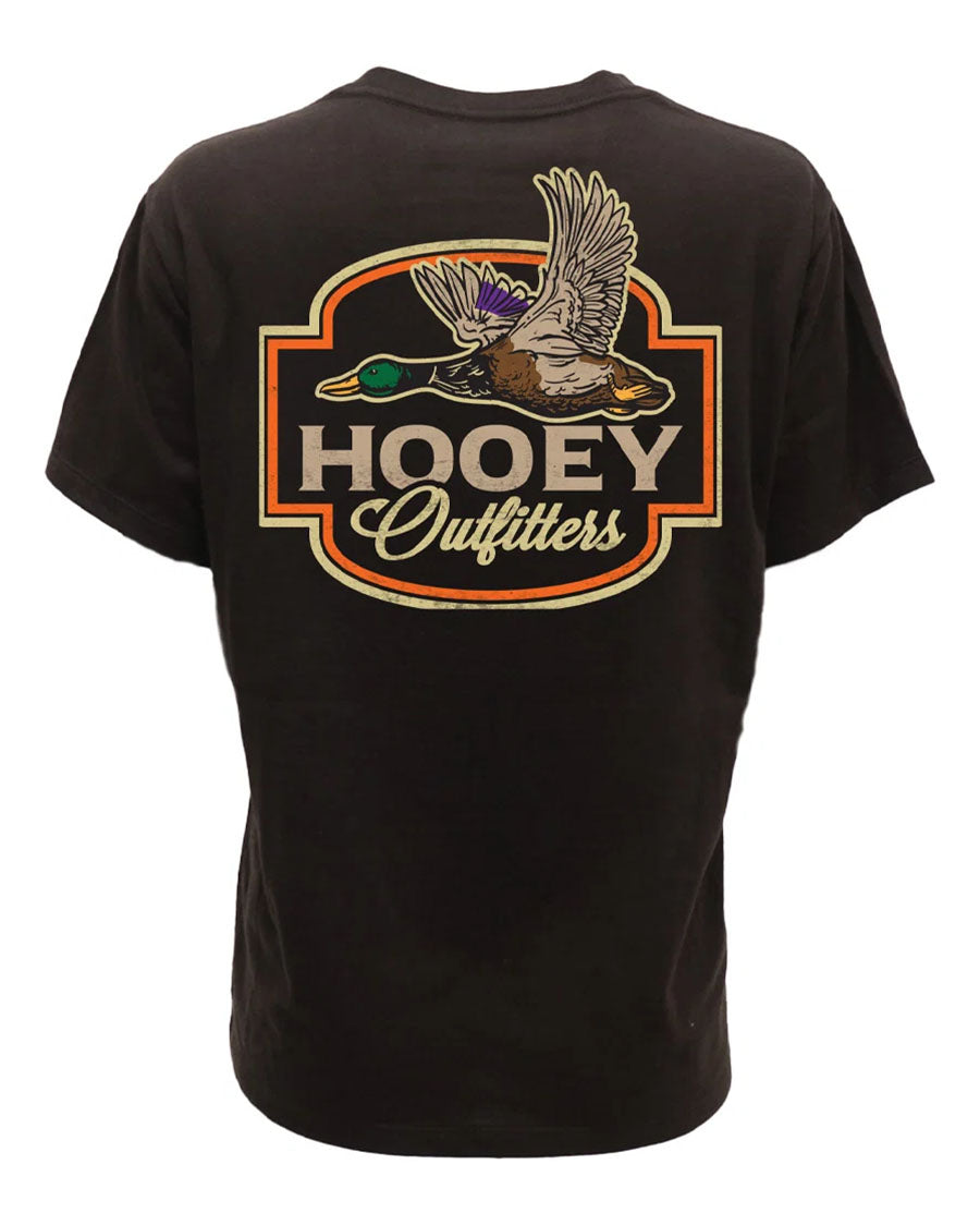 Flock Shot Men's Dark Brown Crew Neck Reactive Dye Short Sleeve T-Shirt With Bird Logo On Back - Ht2610Dkbr