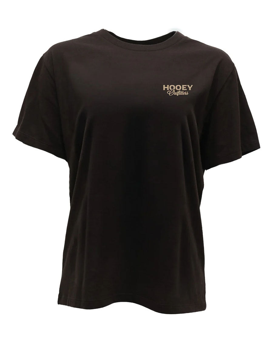 Flock Shot Men's Dark Brown Crew Neck Reactive Dye Short Sleeve T-Shirt With Bird Logo On Back - Ht2610Dkbr