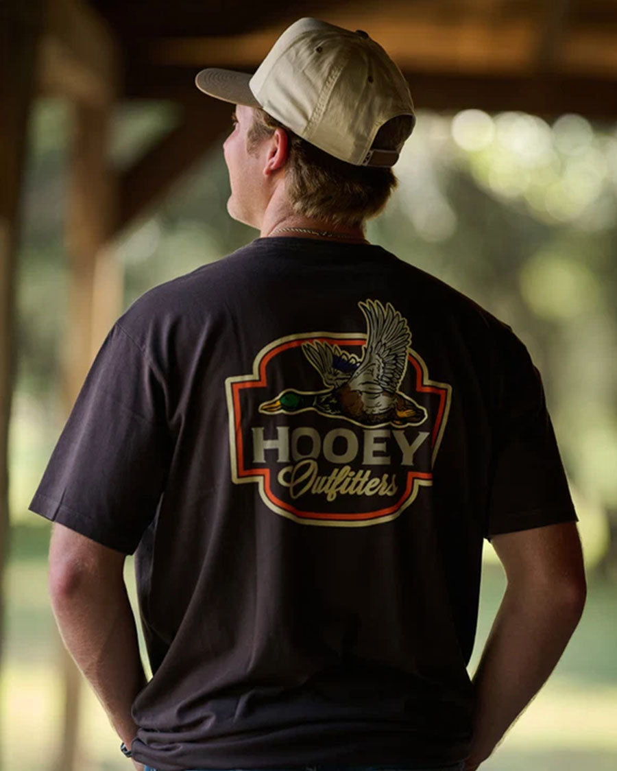 Flock Shot Men's Dark Brown Crew Neck Reactive Dye Short Sleeve T-Shirt With Bird Logo On Back - Ht2610Dkbr