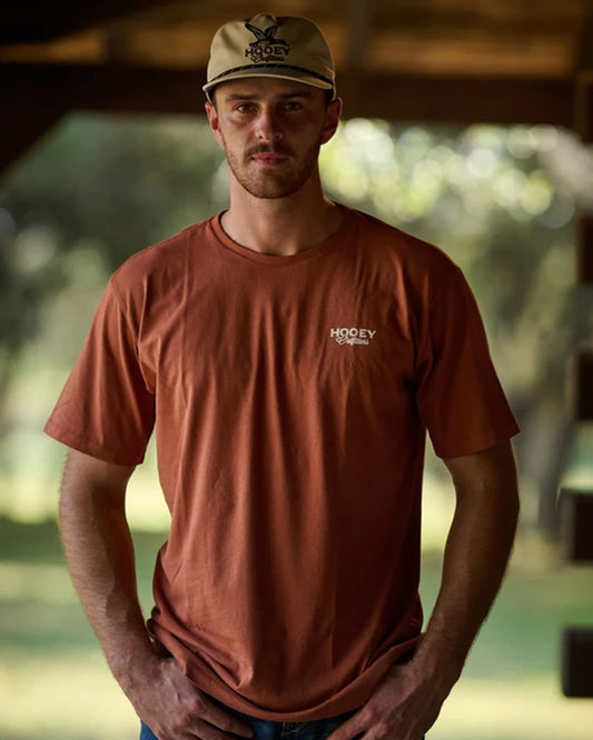 Toller Men's Rust Crew Neck Reactive Dye Short Sleeve T-Shirt With Bird Dog Logo On Back - Ht2656Ru