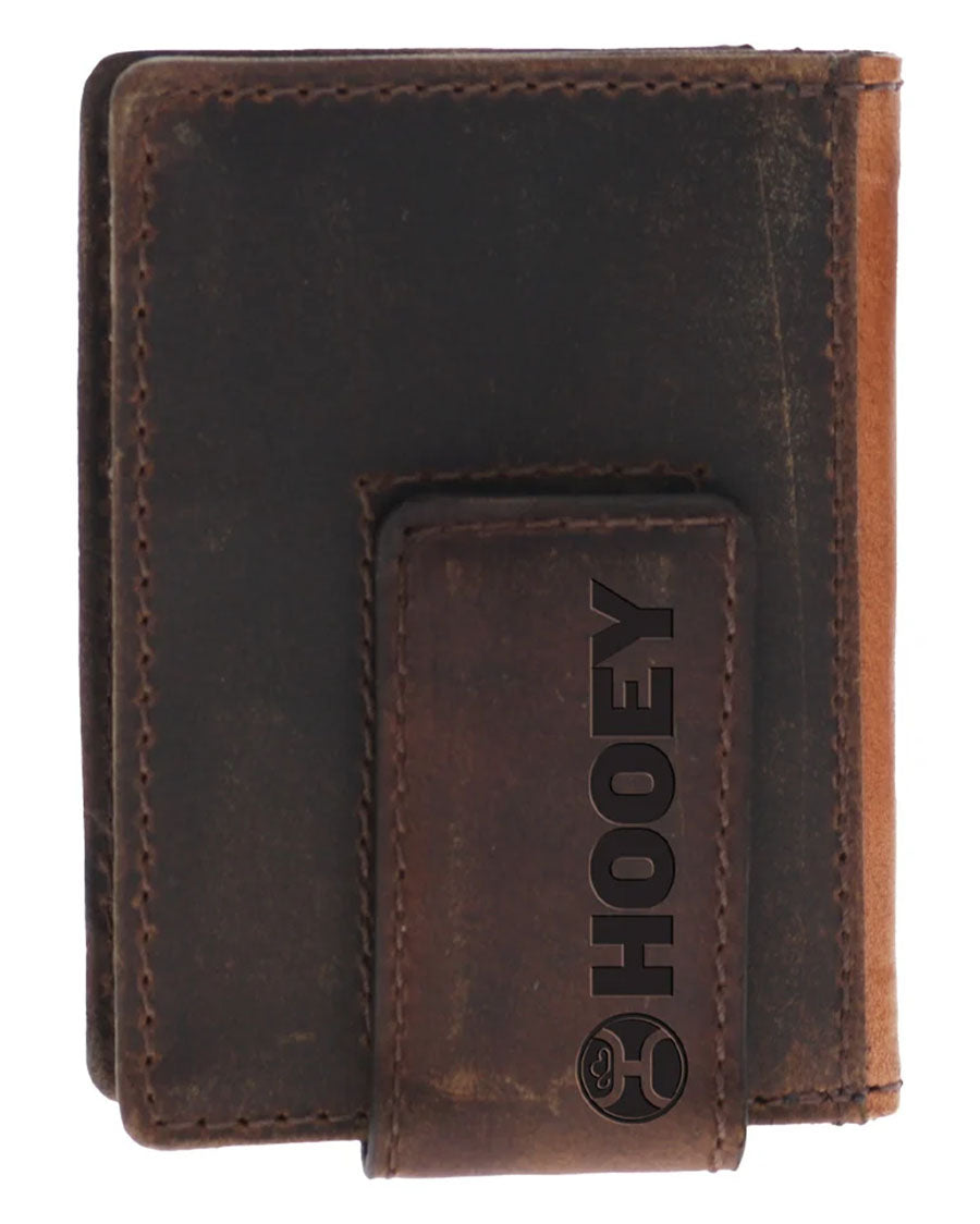 Tuff All Over Hand-Tooled Leather Floral Trifold With Hooey Logo Rivet - Htf039-Tnbr
