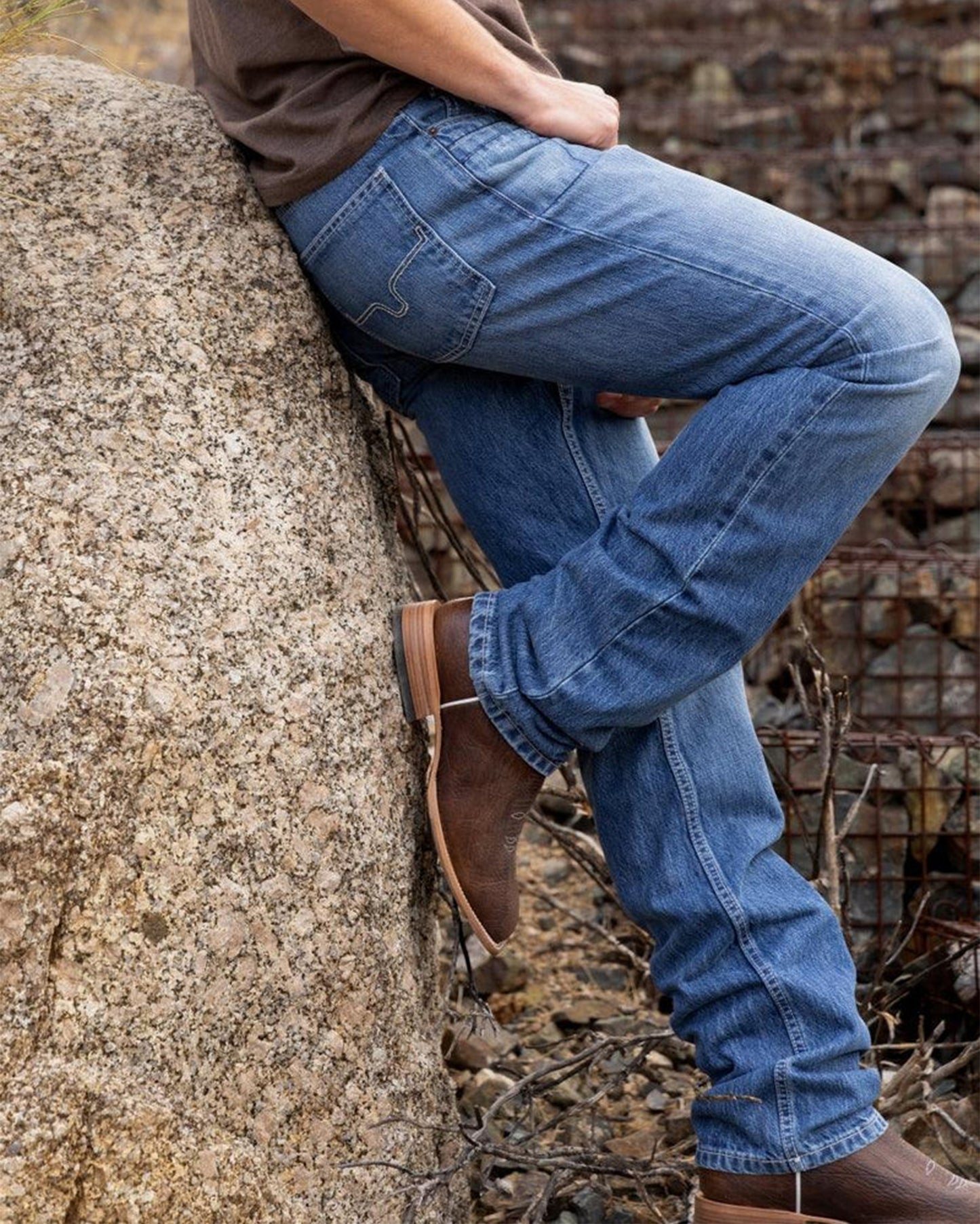 Kimes Ranch Men's James Mid Wash Straight Jeans in Mid Wash at Skip's Western Outfitters