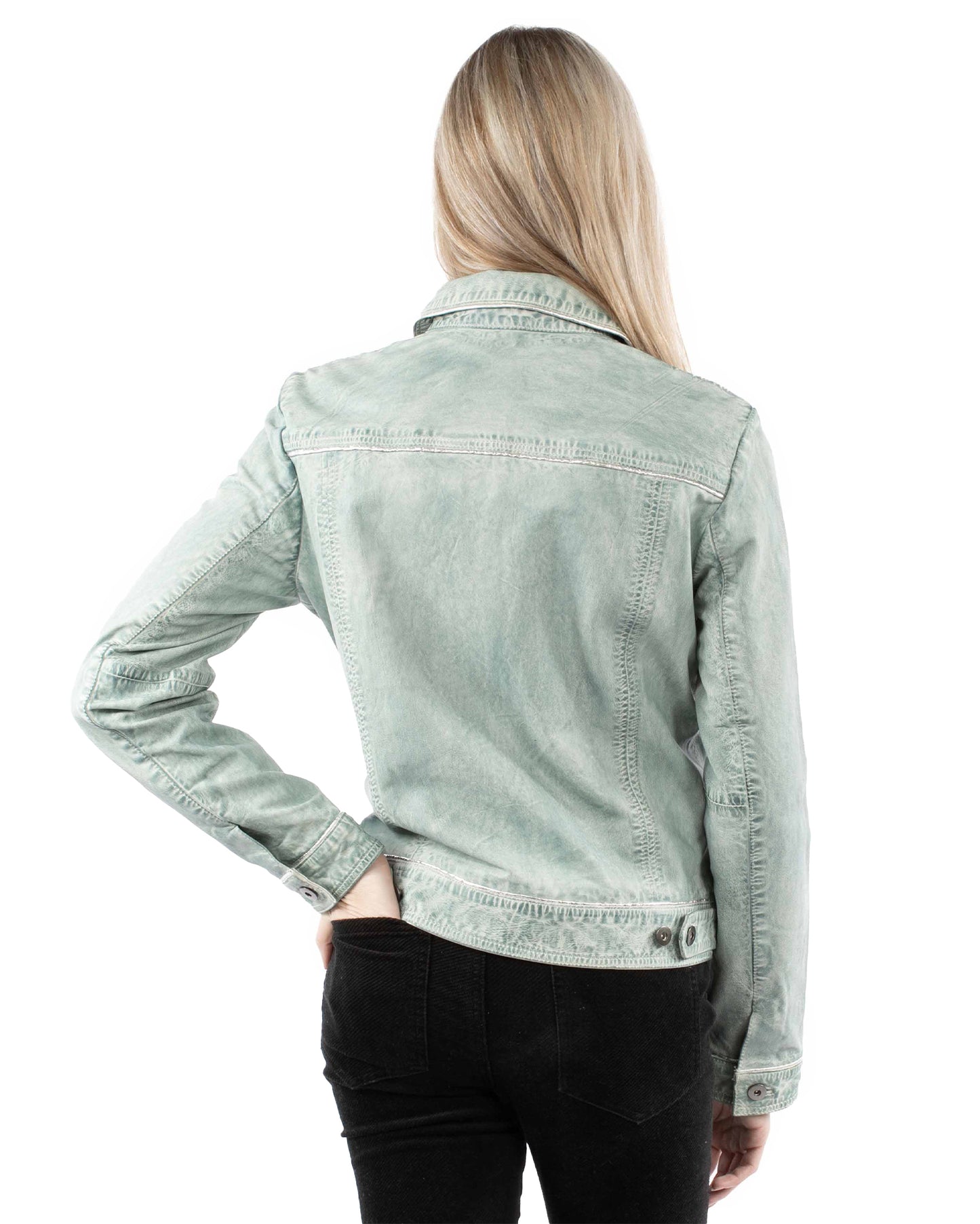 Women's Lambskin Leather Jean Jacket