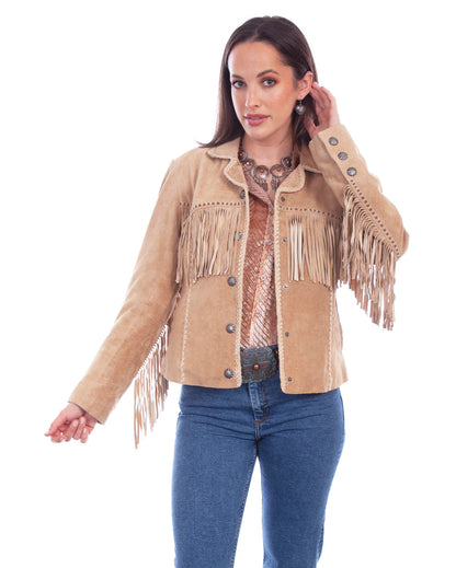 Women's Fringe Lacing Jacket by Scully from Skip’s Western Outfitters | SCU-L1080-126-XS-OLDRUST