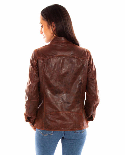 Women's Snap Front Leather Jacket