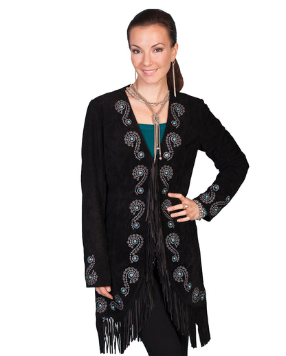 Women's Boar Suede Embroidered Jacket by Scully from Skip’s Western Outfitters | SCU-L165-19-S-BLACK