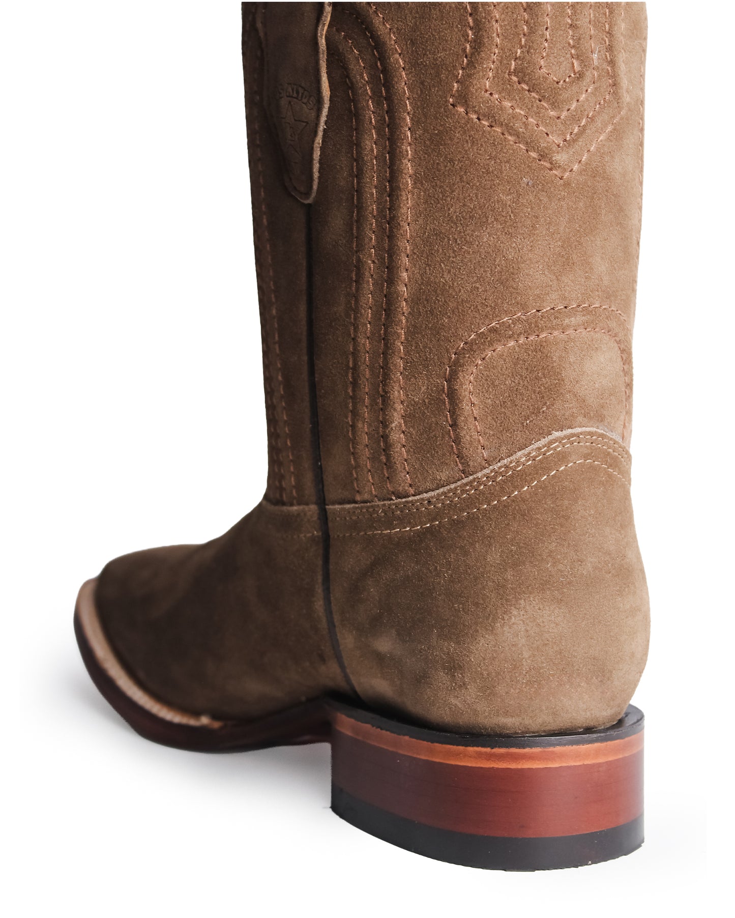 Men's Genuine Suede Wide Square Toe Western Boots - 8226660