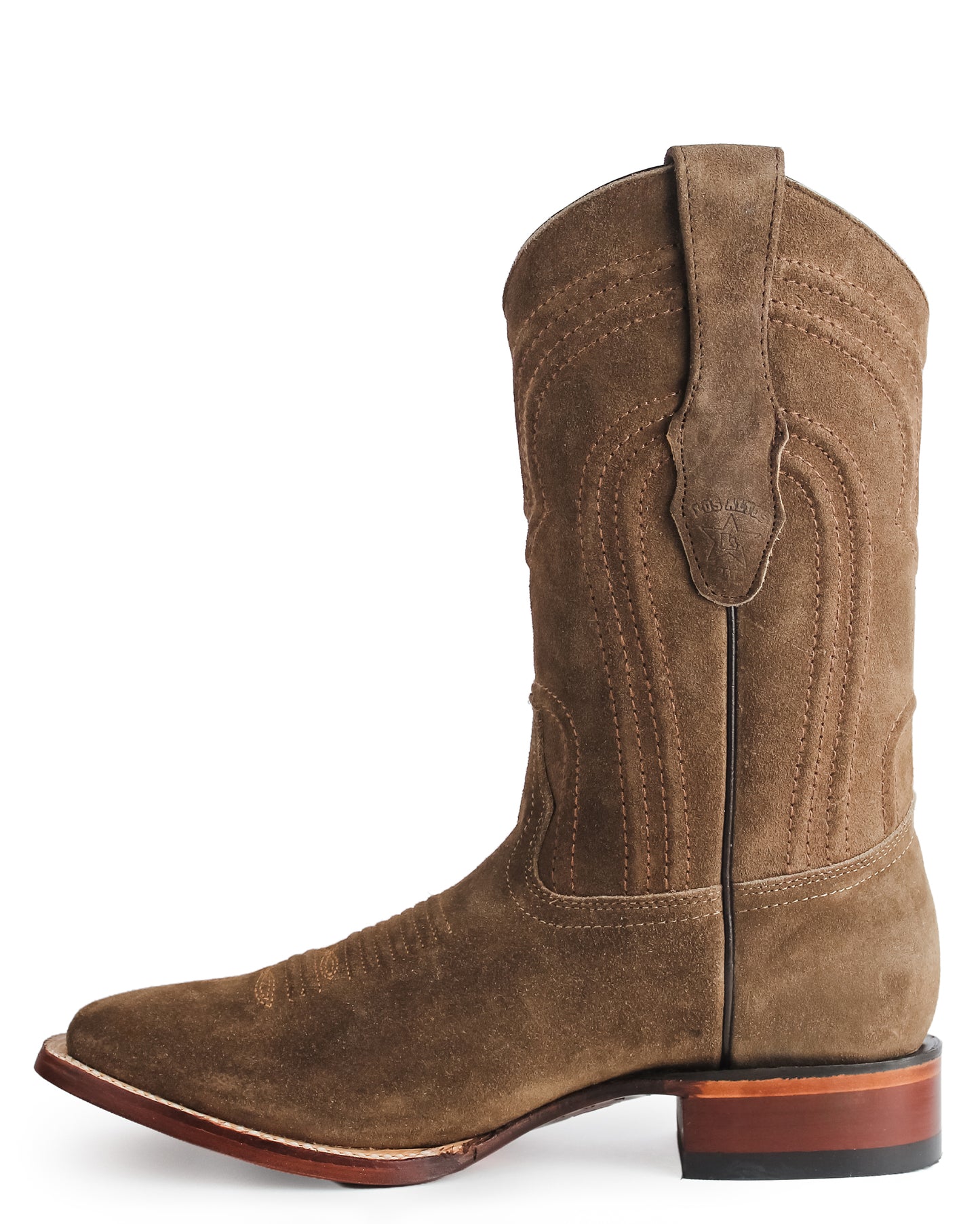 Men's Genuine Suede Wide Square Toe Western Boots - 8226660