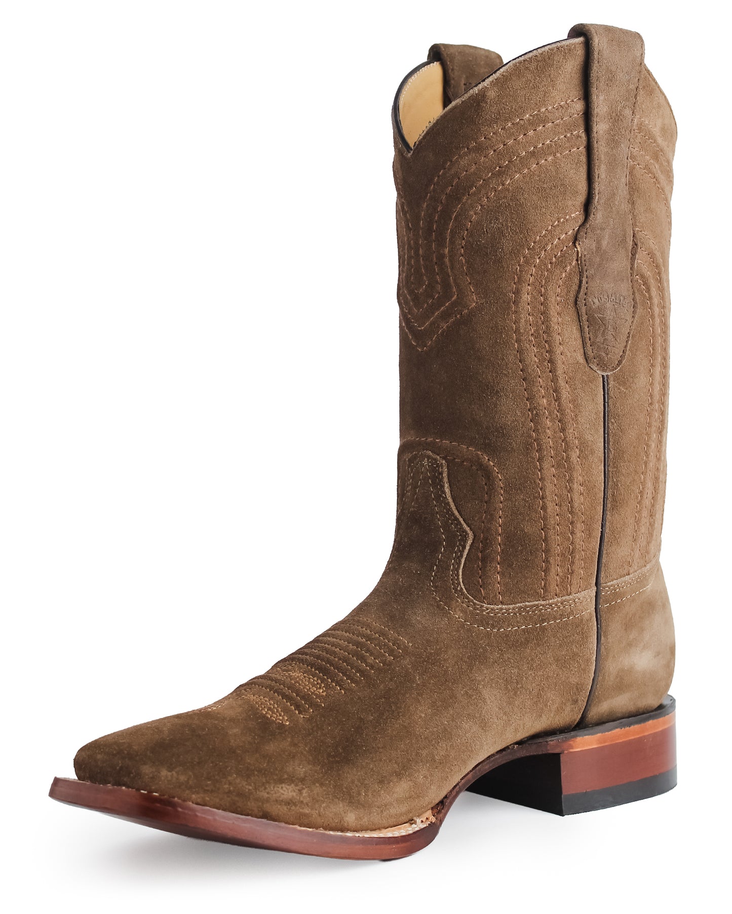 Men's Genuine Suede Wide Square Toe Western Boots - 8226660