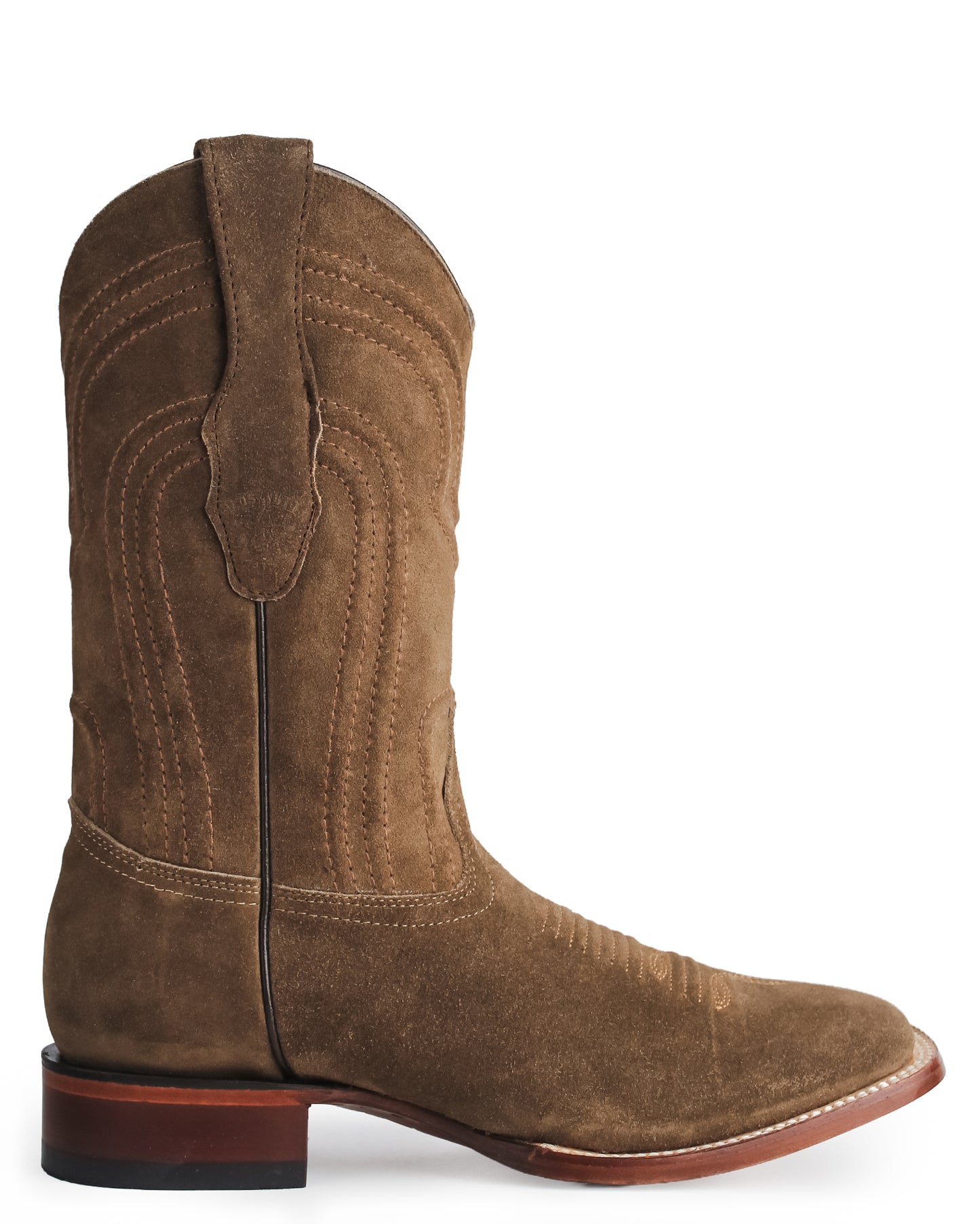 Men's Genuine Suede Wide Square Toe Western Boots - 8226660