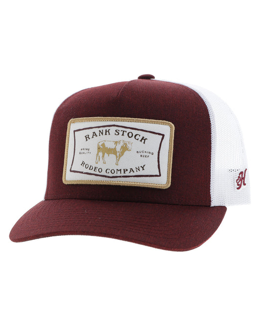 Kids' Rank Stock Cap by Hooey from Skip’s Western Outfitters | HOO-2561T-MAWH-Y-O/S-MAROON-/-WHITE