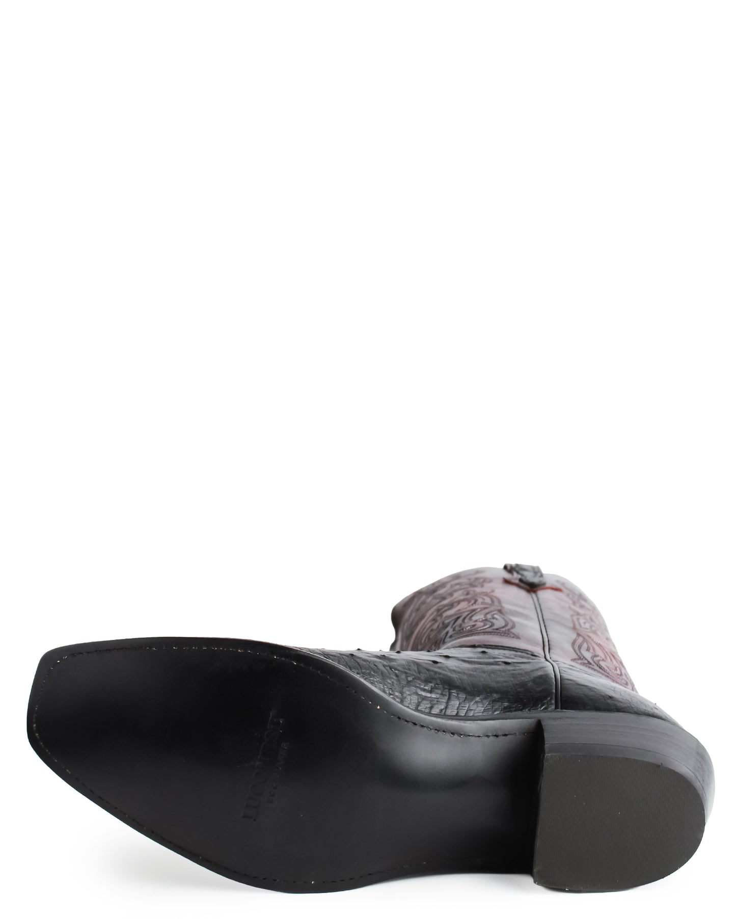 Mens Nathan Smooth Ostrich Boots - Black Cherry
