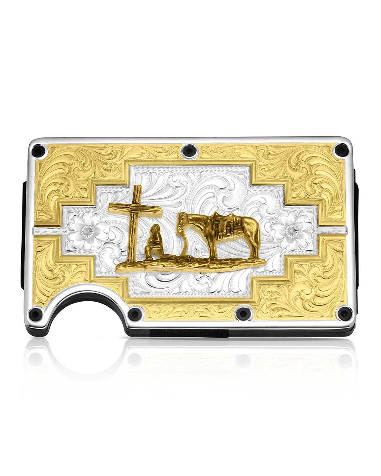 Praying Cowboy Santa Fe Sunrise Credit Card & Cash Case by Montana Silversmiths from Skip’s Western Outfitters | MON-CRCARD6173-731M-O/S