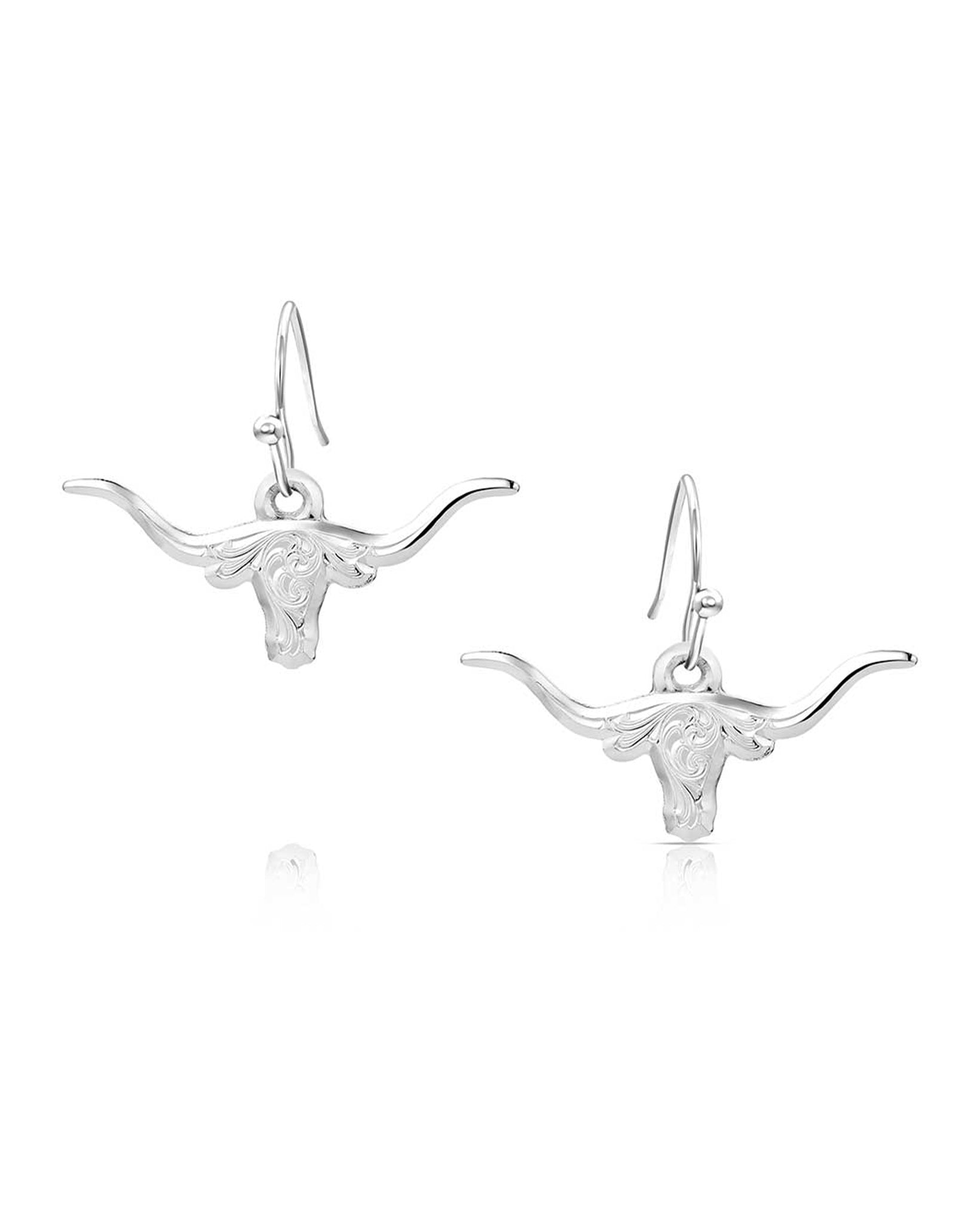 Out West Longhorn Earrings by Montana Silversmiths from Skip’s Western Outfitters | MON-ER6139-O/S