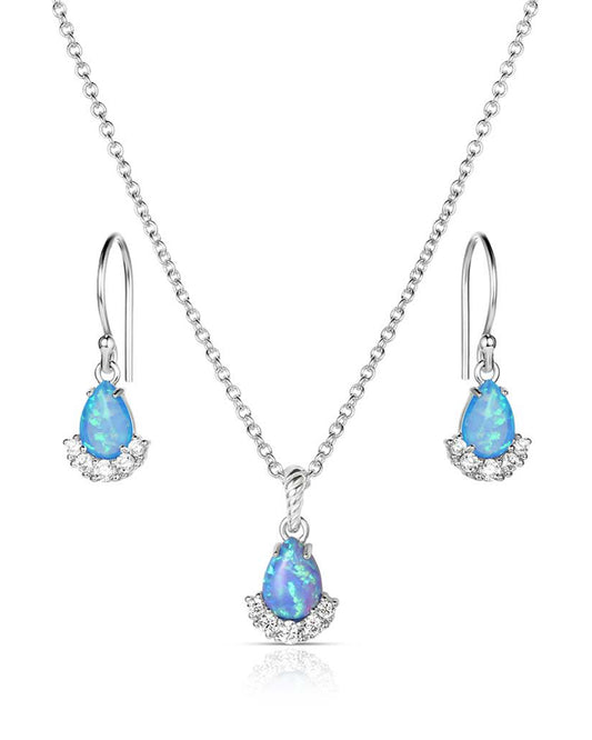 Blue Opal Flare Jewelry Set by Montana Silversmiths from Skip’s Western Outfitters | MON-JS6301-O/S