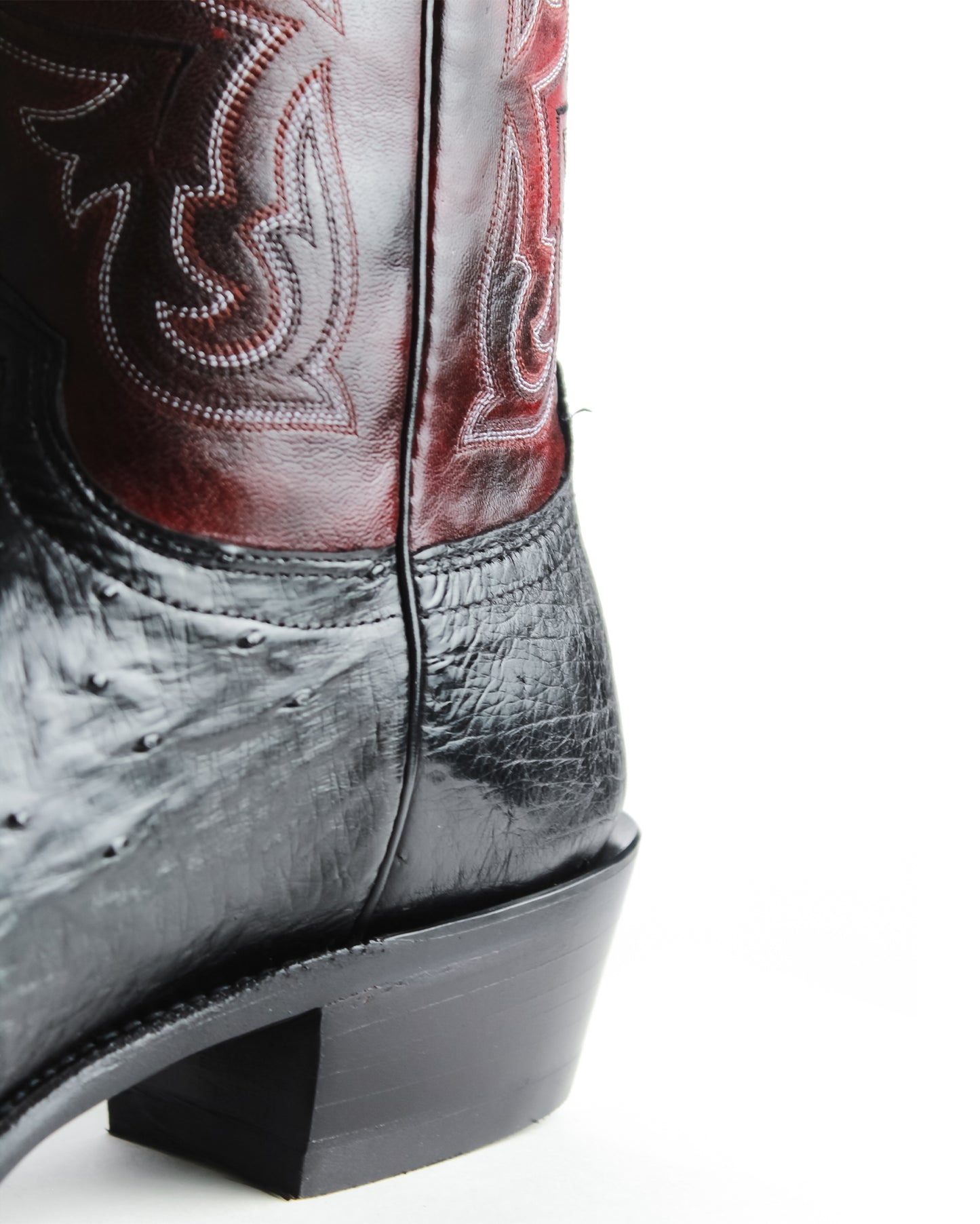 Mens Nathan Smooth Ostrich Boots - Black Cherry