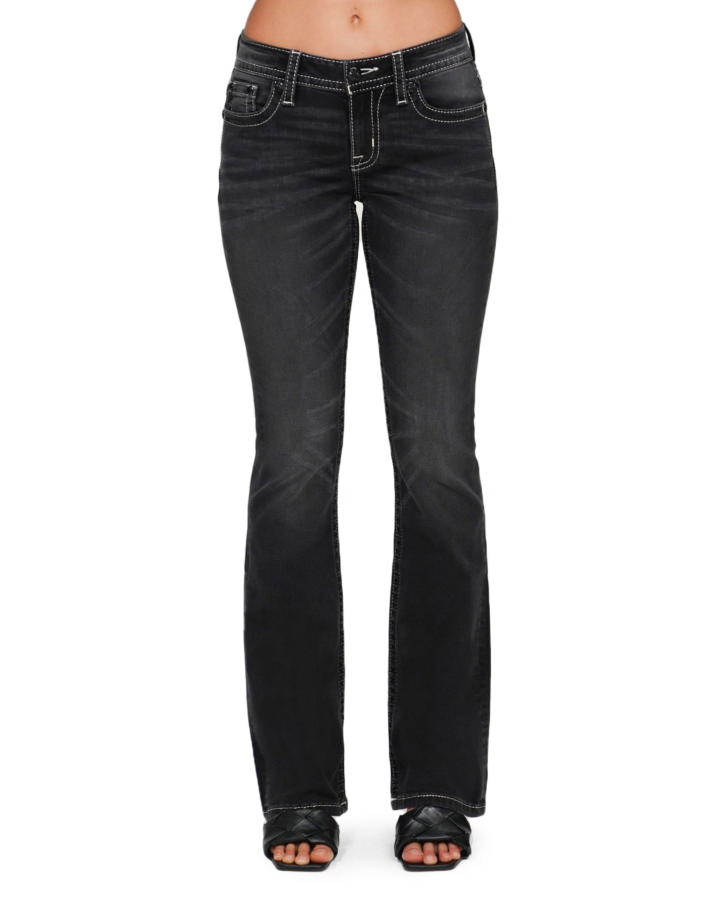 Women's Mid-Rise Boot Cut Jeans by Miss Me from Skip’s Western Outfitters | MMJ-M5082B211L-25-34