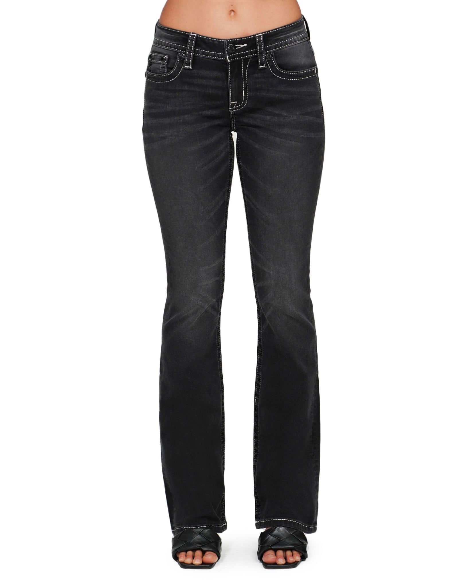 Women's Mid-Rise Boot Cut Jeans by Miss Me from Skip’s Western Outfitters | MMJ-M5082B211L-25-34