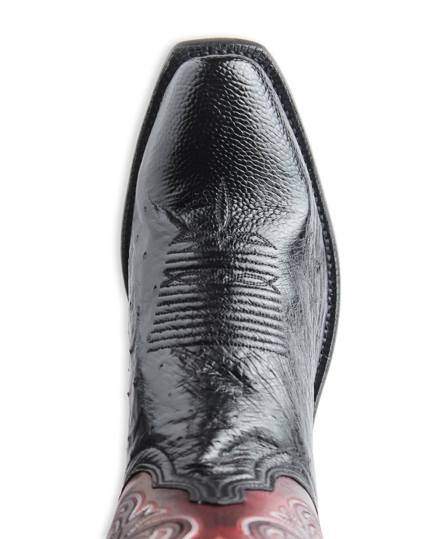 Mens Nathan Smooth Ostrich Boots - Black Cherry