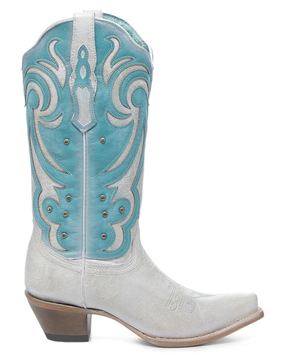 Women's Laser Embroidery & Studs Western Boots