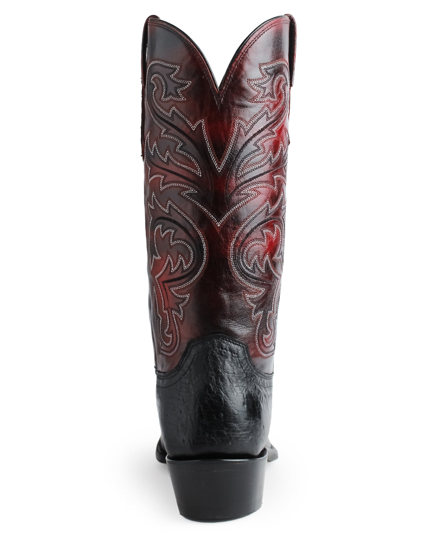 Mens Nathan Smooth Ostrich Boots - Black Cherry