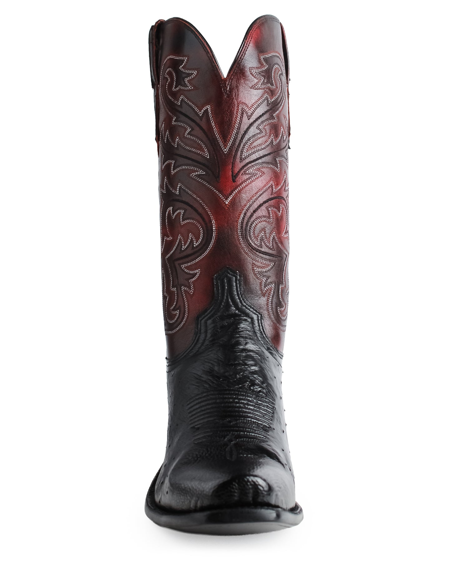 Mens Nathan Smooth Ostrich Boots - Black Cherry