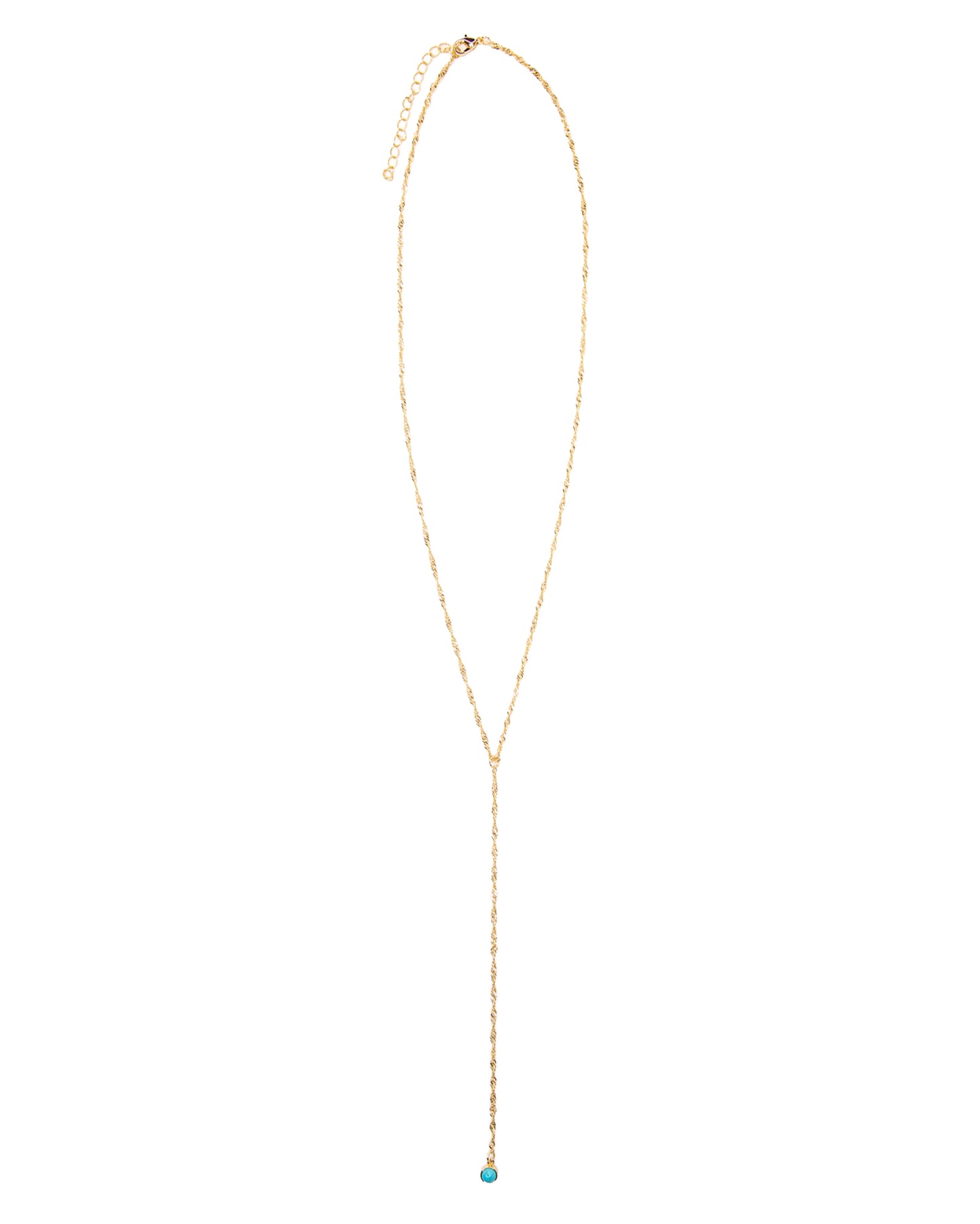 Women's 22" 18K Gold Plated Chain Y Necklace With 5.5" Turquoise Tail - Wc-N11G