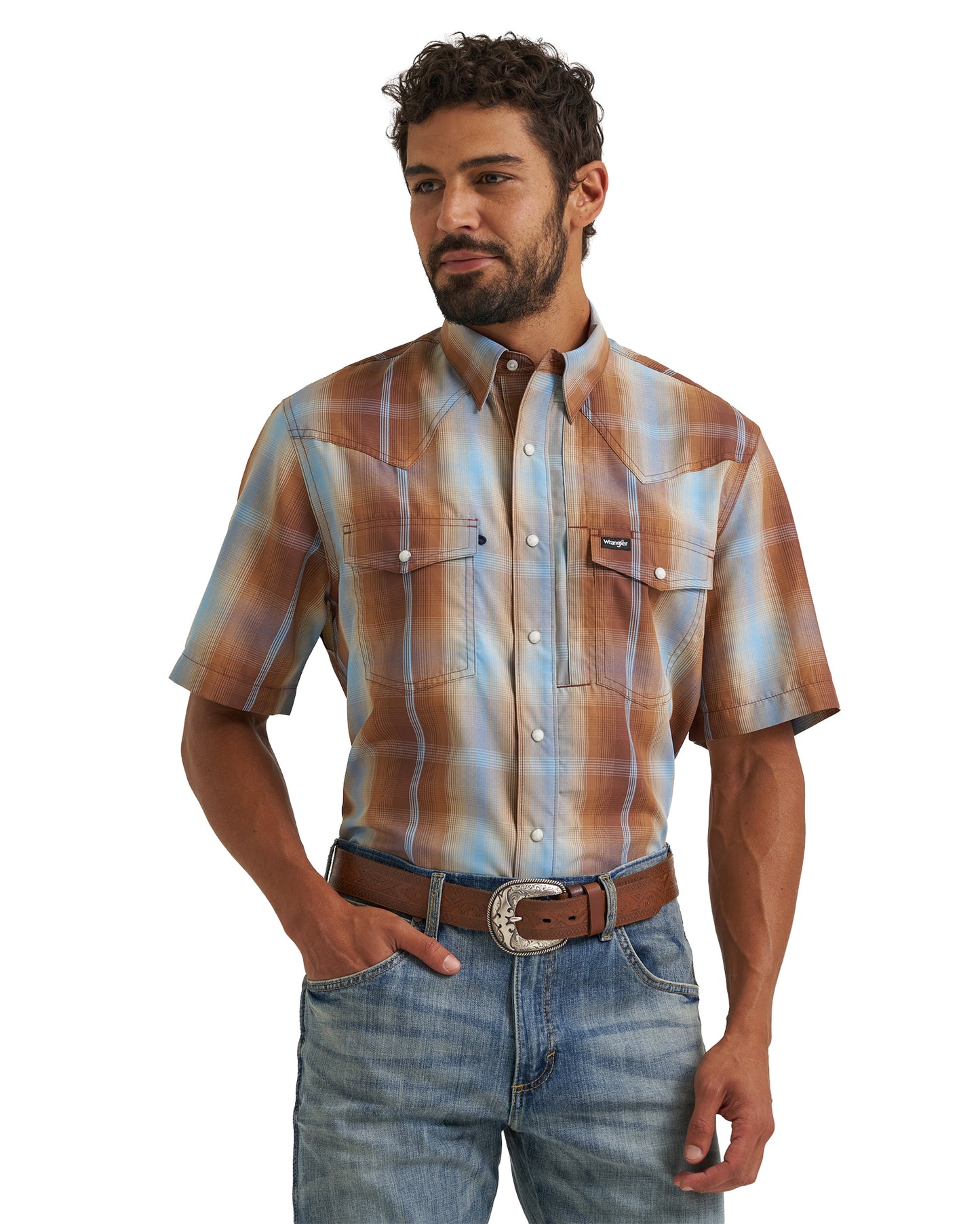 Men's Atg X Wrangler Western Performance Short Sleeve Relaxed Fit Snap Shirt - 112382382
