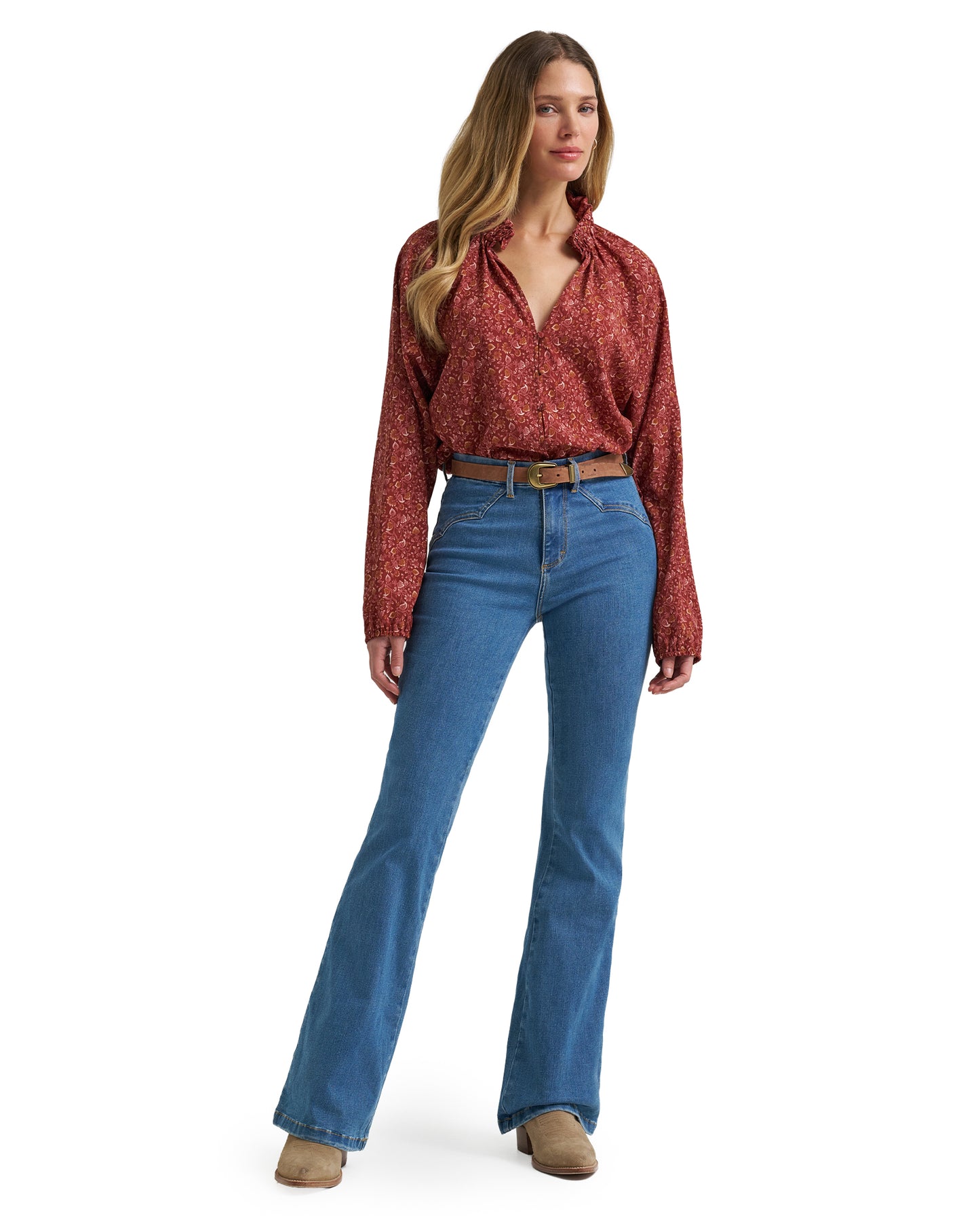 Women's Wrangler Retro Americana Ruffle Blouse - 112382526
