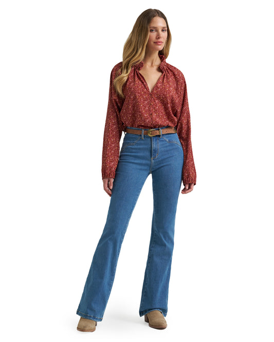 Women's Wrangler Retro Americana Ruffle Blouse - 112382526