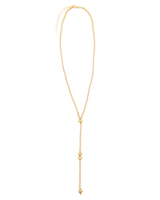 Women's 18" 18K Gold Plated Beaded Y Necklace - Wc-N15G