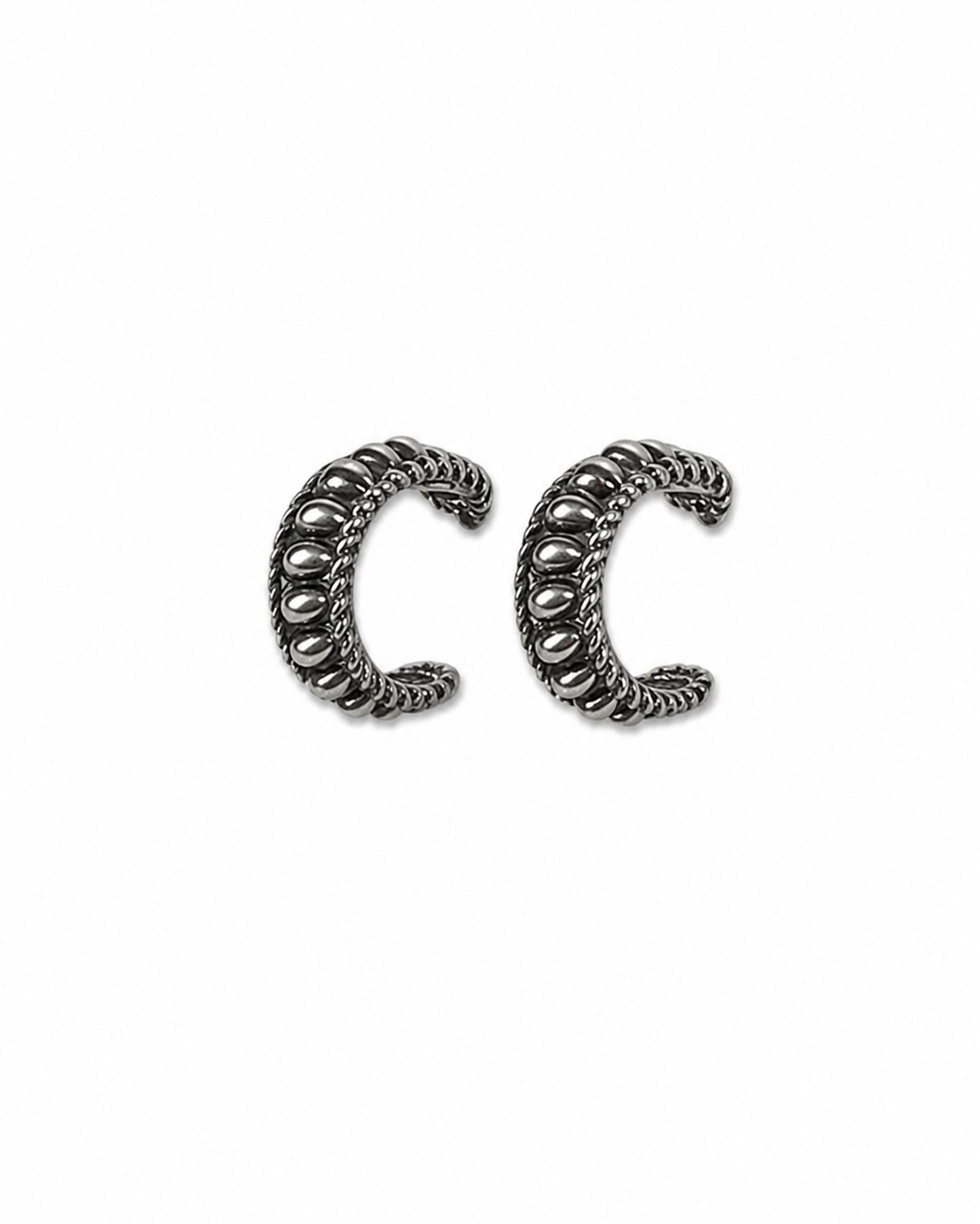 Women's 18K White Gold Plated Textured Hoop Earrings - Wc-E28Wg