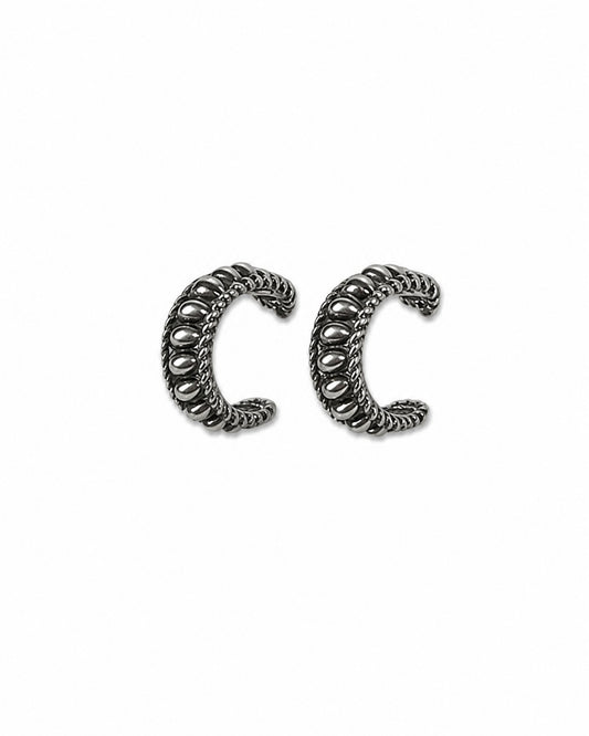 Women's 18K White Gold Plated Textured Hoop Earrings - Wc-E28Wg