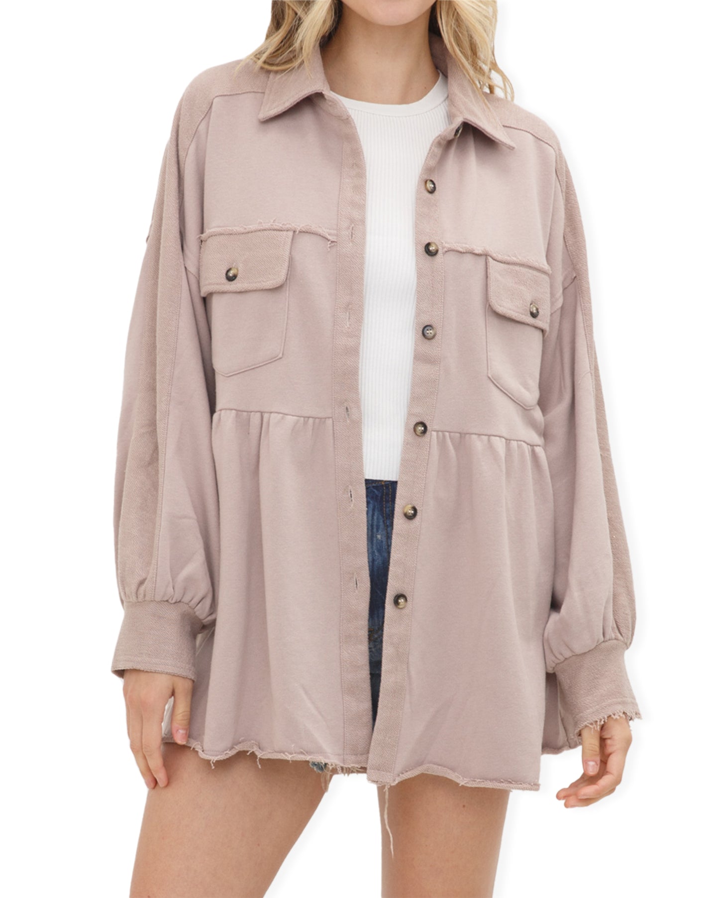 Women's Washed Shirt Jacket