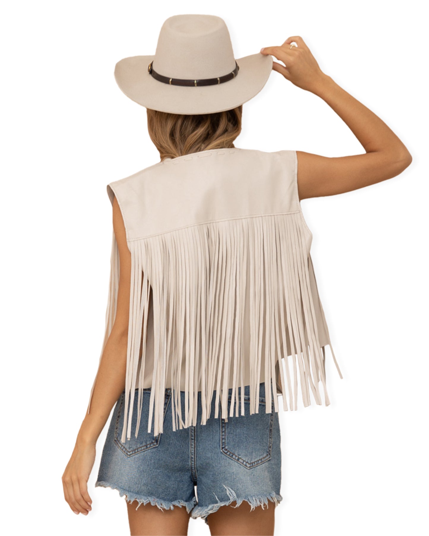 Women's Faux Leather Fringe Vest