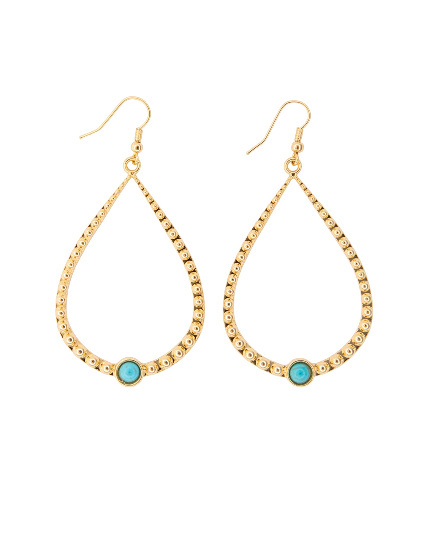 Women's 2.25" 18K Gold Plated Hammered Teardrop Earring On Fishook - Wc-E23G