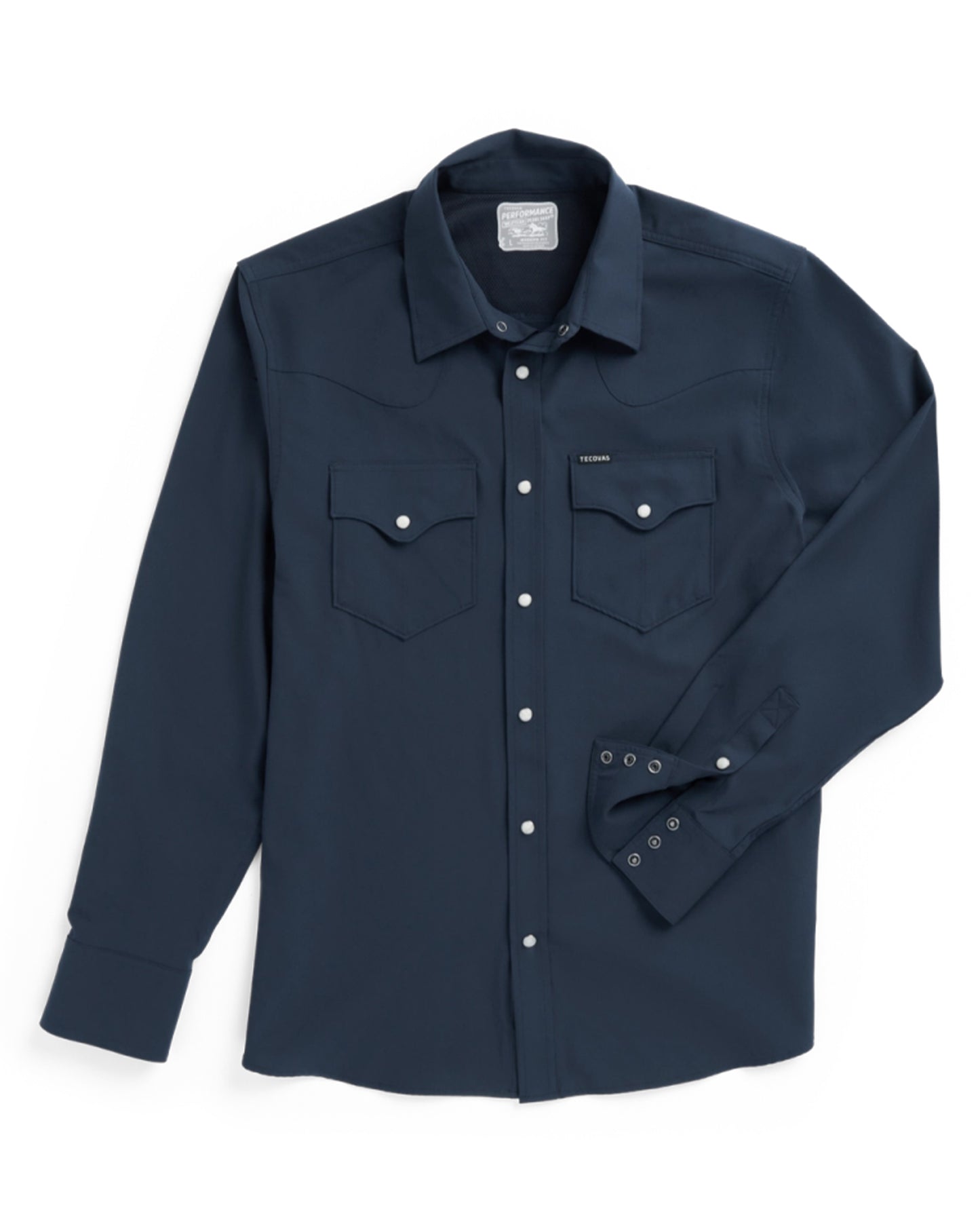 Men's Performance Western Pearl Snap Long Sleeve Shirt - 40363-Nav