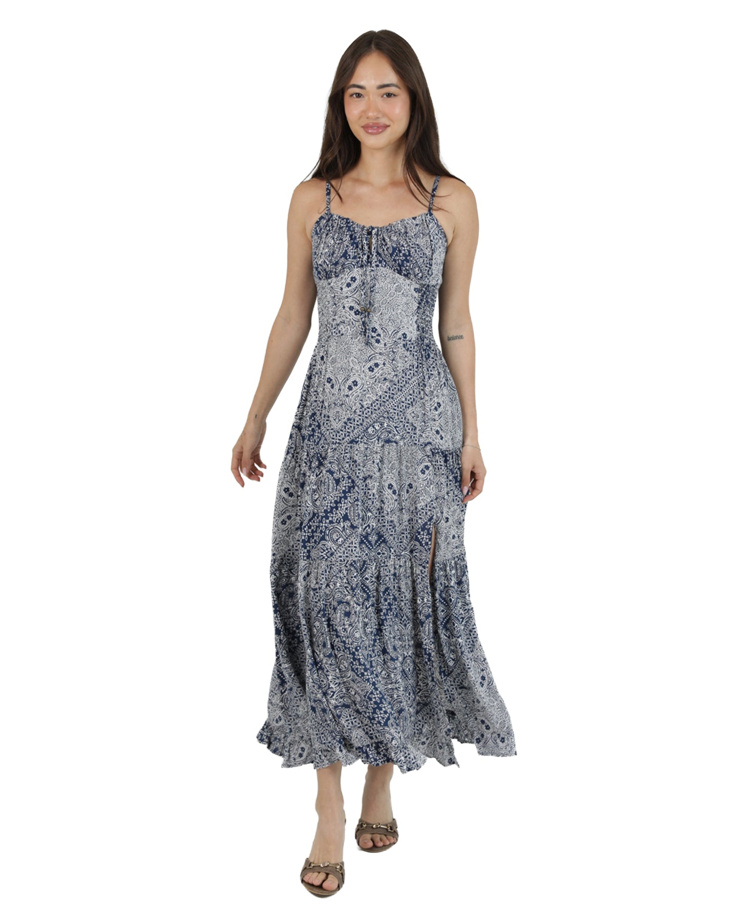 Women's Printed Maxi Dress - C4C84-Aa10-Navy