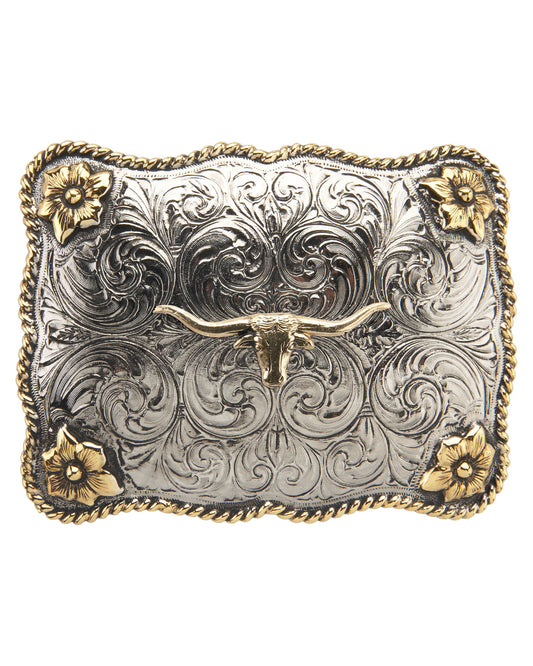 Scalloped Edge Longhorn Belt Buckle by AndWest from Skip’s Western Outfitters | AWE-961-967M-O/S-Reg