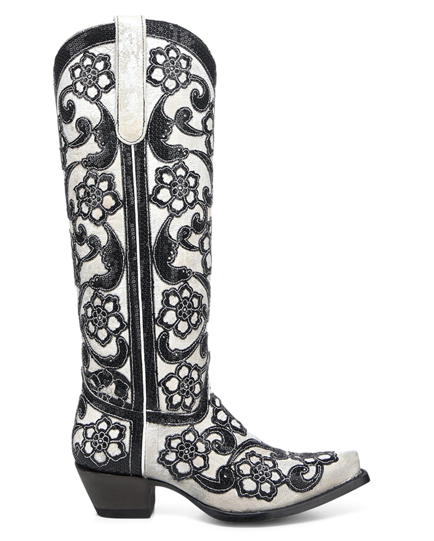 Women's Floral Sequin Tall Top Western Boots