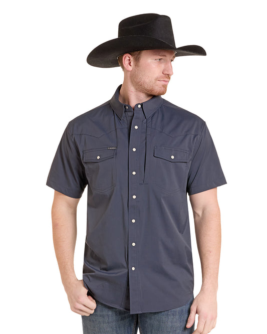 Men's Nylon Tek Solid Core Western Shirt - Bmn3S09641-01 by Rock & Roll Denim from Skip’s Western Outfitters | WMC-BMN3S09641-01-S-BLACK