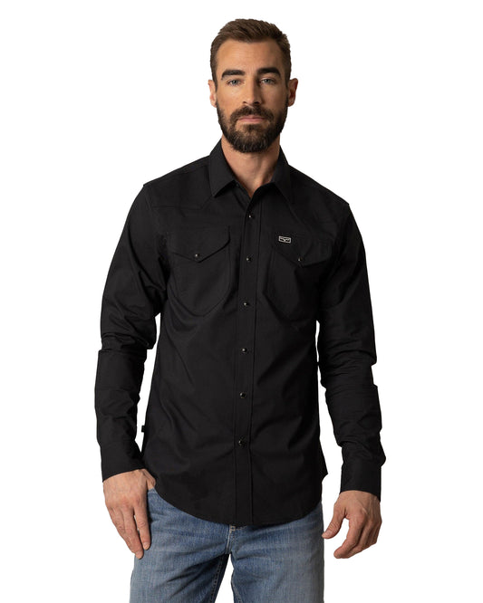 Men's Blackout Dress Shirt - Mds0000022-Black by Kimes Ranch from Skip’s Western Outfitters | KMR-MDS0000022-BLACK-S-BLACK