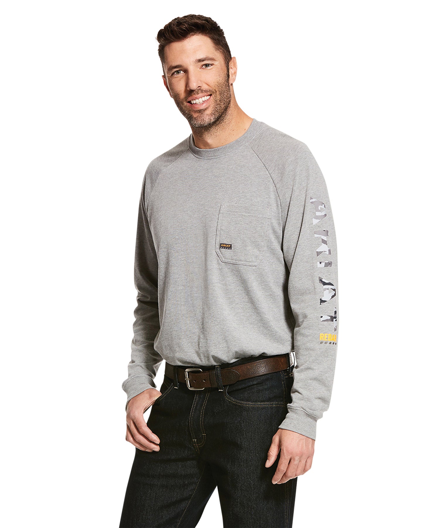 Men's Rebar Cotton Strong Graphic T-Shirt - 10027901 by Ariat from Skip’s Western Outfitters | ARI-10027901-XS-GREY